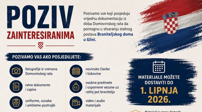 Grad Glina poziva građane: Uključite se u stvaranje stalnog postava Braniteljskog doma